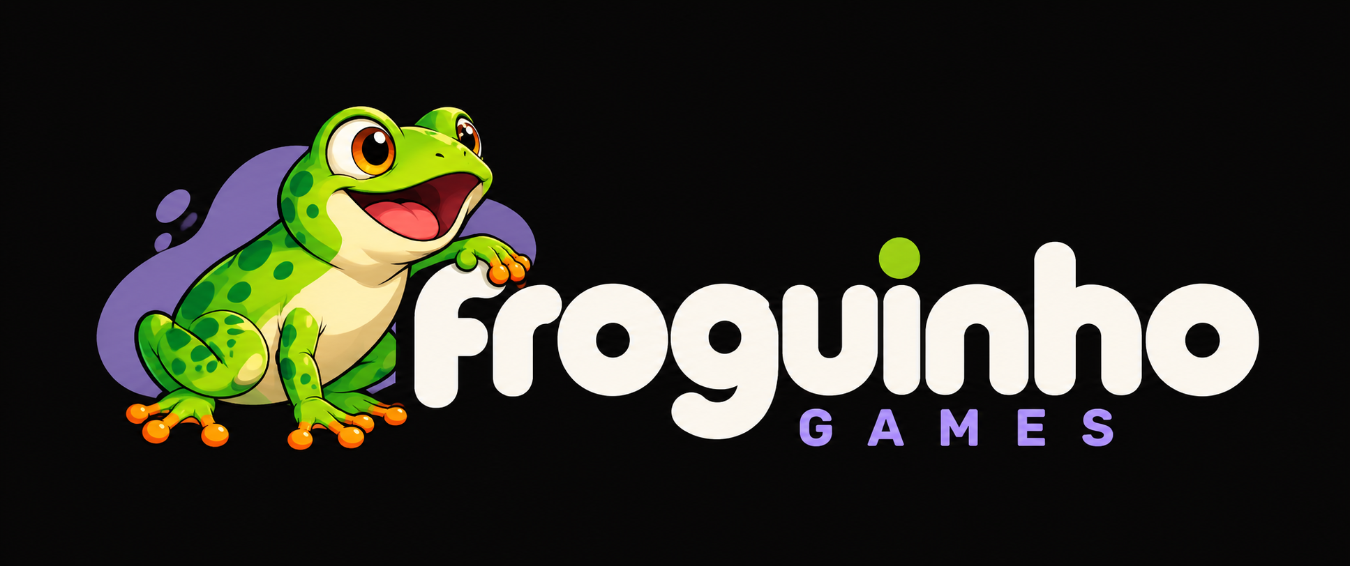 Logo Froguinho Games com o sapo verde sorridente
